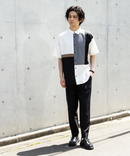URBAN COLLECTION(アーバンコレクション)の「切り替え半袖シャツ(シャツ/ブラウス・メンズ・ブラック/ホワイト・L/M)」の9枚目の写真