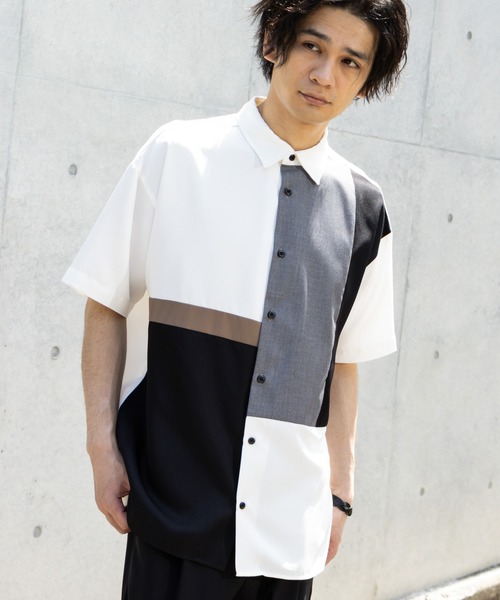 URBAN COLLECTION(アーバンコレクション)の「切り替え半袖シャツ(シャツ/ブラウス・メンズ・ブラック/ホワイト・L/M)」の6枚目の写真