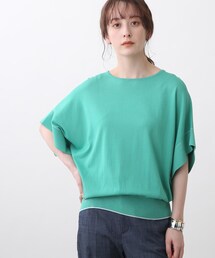 INDIVI | 【太田莉菜さん着用/洗える】デザインスリーブ配色ラインニット(ニット/セーター)