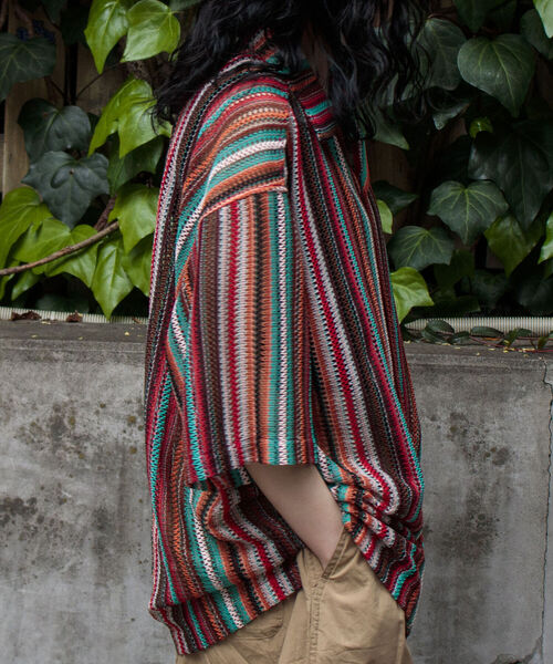 GLOSTER（グロスター）の「【GLOSTER/グロスター】マルチストライプ ニットレース バルファスレース オープンカラーシャツ メッシュニット（シャツ/ブラウス・メンズ・ブラウン系その他/ブルー系その他/オレンジ系その他・MEDIUM/LARGE）」の18枚目の写真