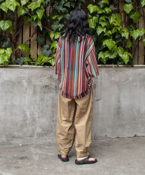 GLOSTER（グロスター）の「【GLOSTER/グロスター】マルチストライプ ニットレース バルファスレース オープンカラーシャツ メッシュニット（シャツ/ブラウス・メンズ・ブラウン系その他/ブルー系その他/オレンジ系その他・MEDIUM/LARGE）」の8枚目の写真