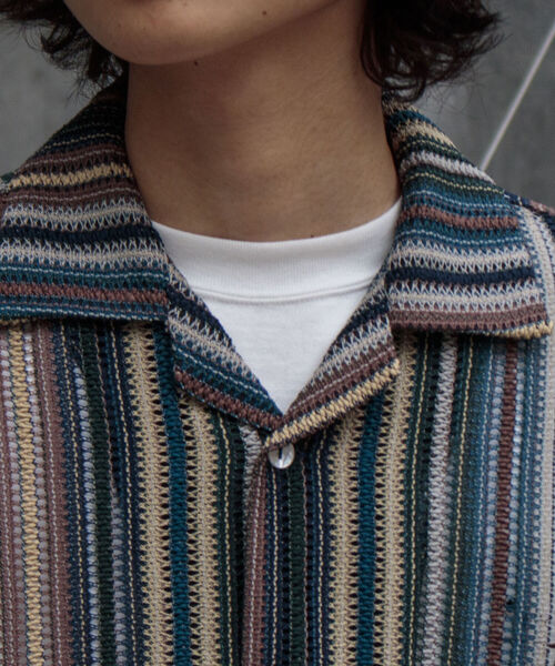 GLOSTER（グロスター）の「【GLOSTER/グロスター】マルチストライプ ニットレース バルファスレース オープンカラーシャツ メッシュニット（シャツ/ブラウス・メンズ・ブラウン系その他/ブルー系その他/オレンジ系その他・MEDIUM/LARGE）」の11枚目の写真