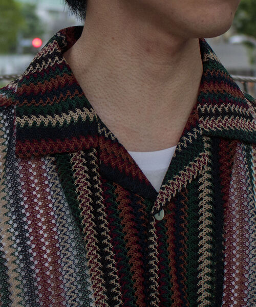 GLOSTER（グロスター）の「【GLOSTER/グロスター】マルチストライプ ニットレース バルファスレース オープンカラーシャツ メッシュニット（シャツ/ブラウス・メンズ・ブラウン系その他/ブルー系その他/オレンジ系その他・MEDIUM/LARGE）」の16枚目の写真