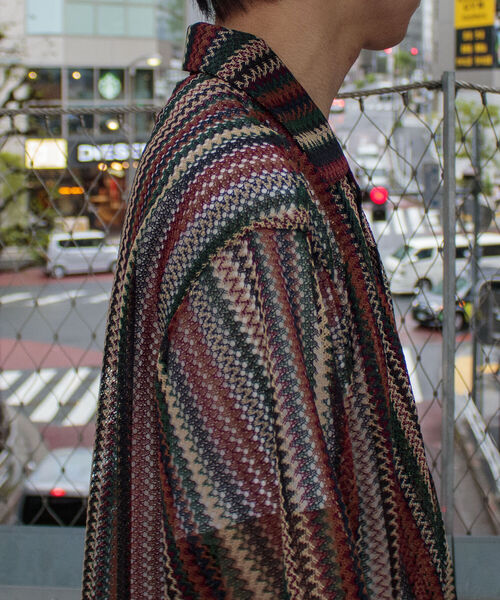 GLOSTER（グロスター）の「【GLOSTER/グロスター】マルチストライプ ニットレース バルファスレース オープンカラーシャツ メッシュニット（シャツ/ブラウス・メンズ・ブラウン系その他/ブルー系その他/オレンジ系その他・MEDIUM/LARGE）」の10枚目の写真