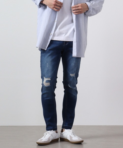 FUNALIVE(ファンアライブ)の「裾カットオフ ダメージストレッチデニムパンツ EXPECTATION(デニムパンツ・メンズ・チャコールグレー/ライトグレー/インディゴブルー/ブルー/ブラック・L/M/XL/S)」の4枚目の写真
