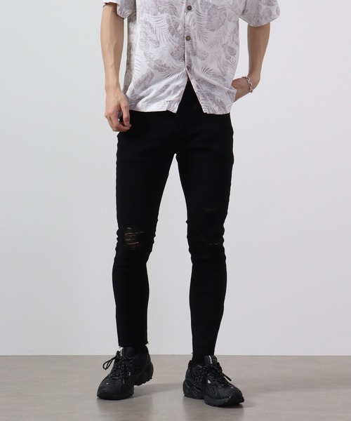 FUNALIVE(ファンアライブ)の「裾カットオフ ダメージストレッチデニムパンツ EXPECTATION(デニムパンツ・メンズ・チャコールグレー/ライトグレー/インディゴブルー/ブルー/ブラック・L/M/XL/S)」の2枚目の写真