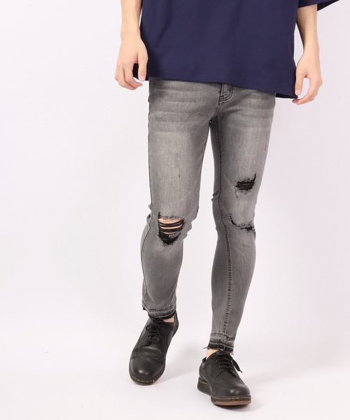 FUNALIVE(ファンアライブ)の「裾カットオフ ダメージストレッチデニムパンツ EXPECTATION(デニムパンツ・メンズ・チャコールグレー/ライトグレー/インディゴブルー/ブルー/ブラック・L/M/XL/S)」の16枚目の写真