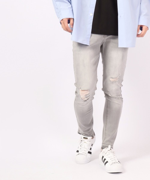 FUNALIVE(ファンアライブ)の「裾カットオフ ダメージストレッチデニムパンツ EXPECTATION(デニムパンツ・メンズ・チャコールグレー/ライトグレー/インディゴブルー/ブルー/ブラック・L/M/XL/S)」の7枚目の写真