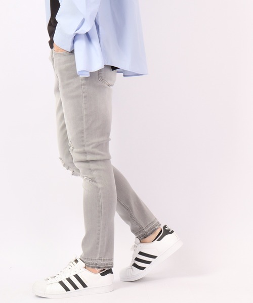 FUNALIVE(ファンアライブ)の「裾カットオフ ダメージストレッチデニムパンツ EXPECTATION(デニムパンツ・メンズ・チャコールグレー/ライトグレー/インディゴブルー/ブルー/ブラック・L/M/XL/S)」の8枚目の写真