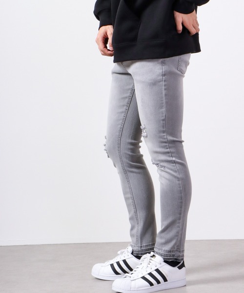 FUNALIVE(ファンアライブ)の「裾カットオフ ダメージストレッチデニムパンツ EXPECTATION(デニムパンツ・メンズ・チャコールグレー/ライトグレー/インディゴブルー/ブルー/ブラック・L/M/XL/S)」の21枚目の写真