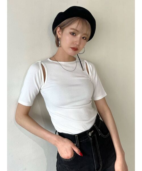 EMODA（エモダ）の「カッティングフィットトップ（Tシャツ/カットソー・レディース・ホワイト/ブラック/グレー/ピンク・FREE）」の16枚目の写真