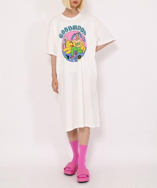 PUNYUS（プニュズ）の「GOODMOODビッグＴワンピース（ワンピース・レディース・ホワイト/ブラック/パープル/ピンク・4/3）」の8枚目の写真