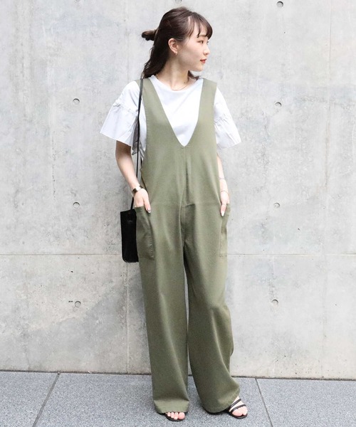 HONEYSUCKLE ROSE（ハニーサックルローズ）の「【HONEYSUCKLE ROSE】2WAYサロペット（サロペット/オーバーオール・レディース・ブラック/カーキブラウン/ベージュ・L/M）」の3枚目の写真