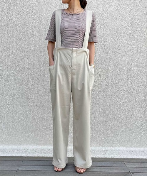 HONEYSUCKLE ROSE（ハニーサックルローズ）の「【HONEYSUCKLE ROSE】2WAYサロペット（サロペット/オーバーオール・レディース・ブラック/カーキブラウン/ベージュ・L/M）」の7枚目の写真