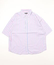 SITRY | Oversize Drop shoulder broadcloth stripe shirt/オーバーサイズ ドロップショルダー ブロード ストライプ 半袖シャツ(シャツ/ブラウス)