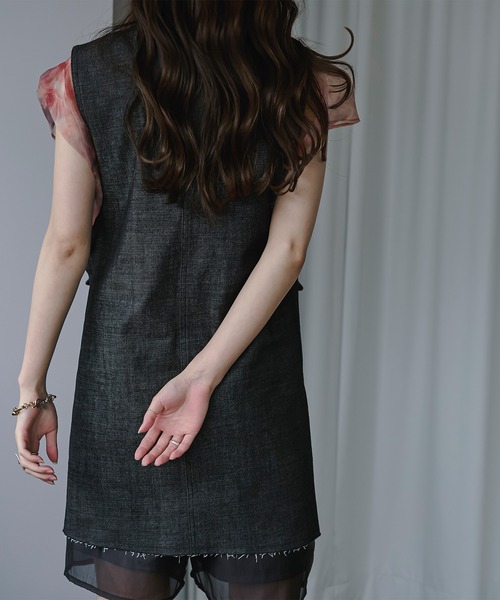 Ezick（エジック）の「２WAYジャンパーデニムベスト（ベスト・レディース・ブラック/オフホワイト・FREE）」の14枚目の写真