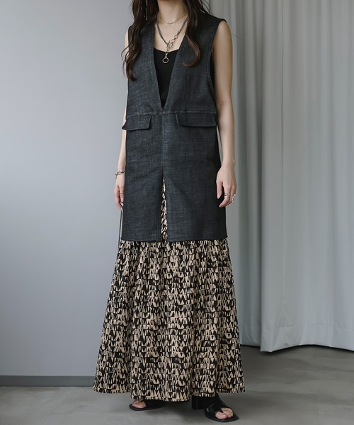 Ezick（エジック）の「２WAYジャンパーデニムベスト（ベスト・レディース・ブラック/オフホワイト・FREE）」の17枚目の写真