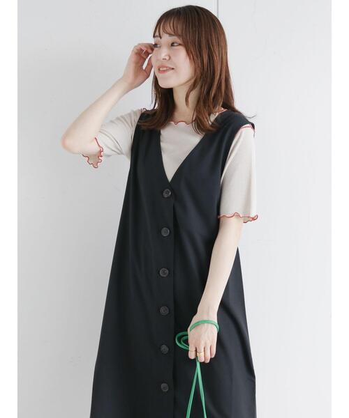 ehka sopo(エヘカソポ)の「メローテレコプルオーバー(Tシャツ/カットソー・レディース・ブラック/ベージュ/オフホワイト/グリーン・フリ-)」の22枚目の写真