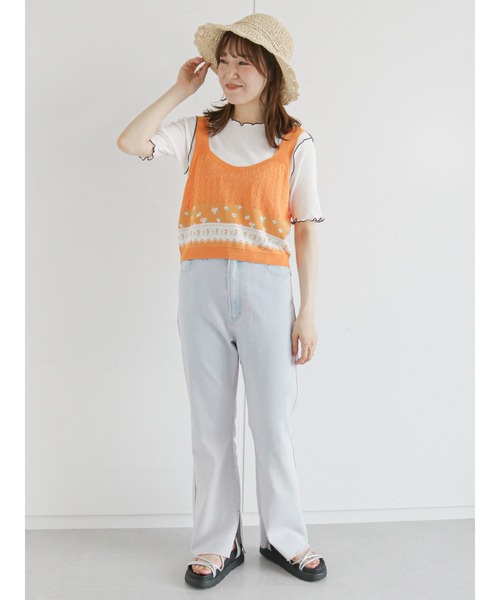 ehka sopo(エヘカソポ)の「メローテレコプルオーバー(Tシャツ/カットソー・レディース・ブラック/ベージュ/オフホワイト/グリーン・フリ-)」の13枚目の写真