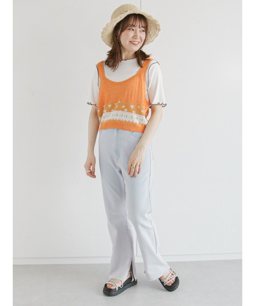 ehka sopo(エヘカソポ)の「メローテレコプルオーバー(Tシャツ/カットソー・レディース・ブラック/ベージュ/オフホワイト/グリーン・フリ-)」の14枚目の写真