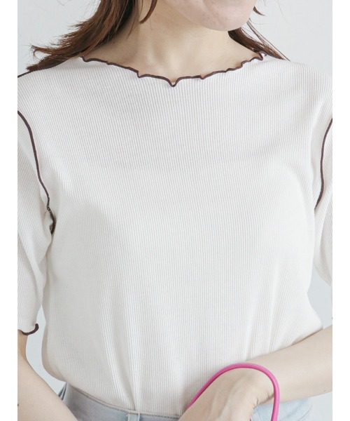 ehka sopo(エヘカソポ)の「メローテレコプルオーバー(Tシャツ/カットソー・レディース・ブラック/ベージュ/オフホワイト/グリーン・フリ-)」の17枚目の写真