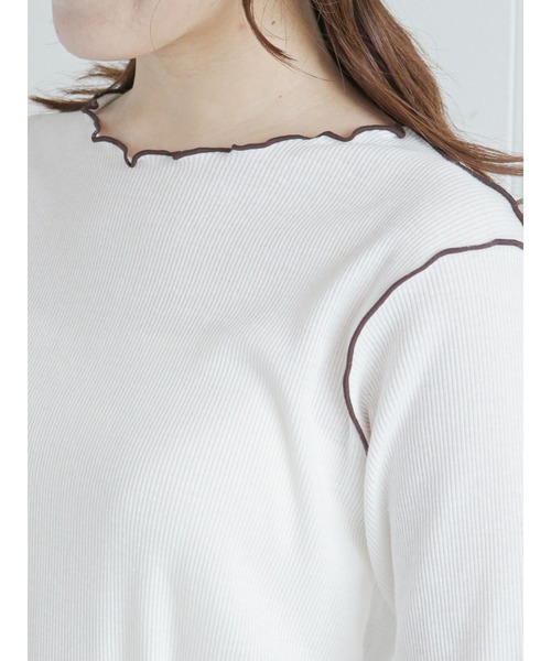 ehka sopo(エヘカソポ)の「メローテレコプルオーバー(Tシャツ/カットソー・レディース・ブラック/ベージュ/オフホワイト/グリーン・フリ-)」の18枚目の写真