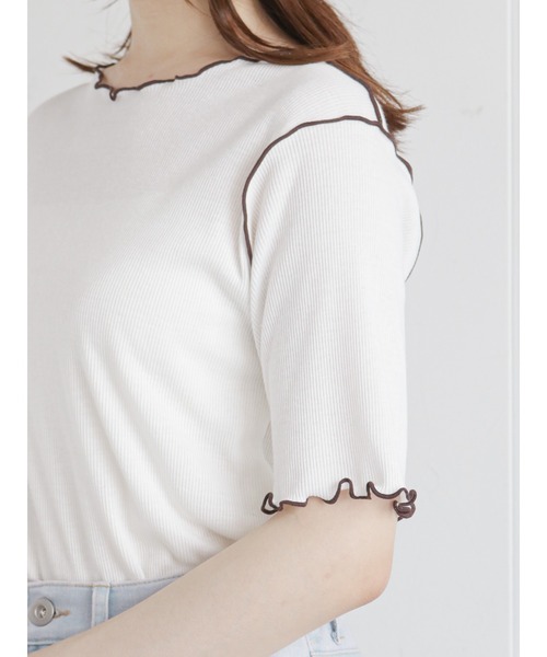 ehka sopo(エヘカソポ)の「メローテレコプルオーバー(Tシャツ/カットソー・レディース・ブラック/ベージュ/オフホワイト/グリーン・フリ-)」の19枚目の写真