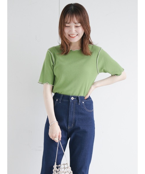 ehka sopo(エヘカソポ)の「メローテレコプルオーバー(Tシャツ/カットソー・レディース・ブラック/ベージュ/オフホワイト/グリーン・フリ-)」の10枚目の写真