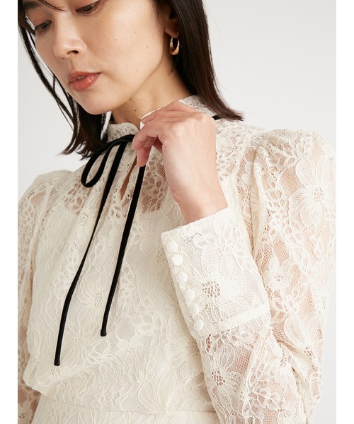 SNIDEL（スナイデル）の「ボウタイレースワンピース（ワンピース