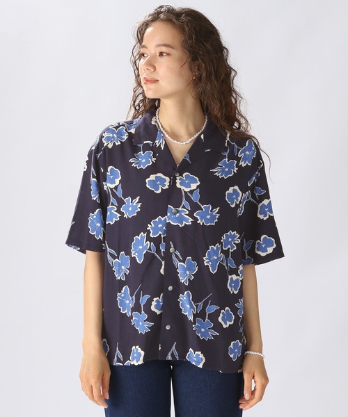 niko and...（ニコアンド）の「幾何アートプリント開襟シャツ（シャツ/ブラウス・レディース・ネイビー/ピンク/グリーン/ボルドー・MEDIUM/LARGE）」の21枚目の写真