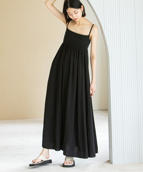 U by SPICK&SPAN（ユーバイスピックアンドスパン）の「≪追加≫リブドッキングボリュームキャミワンピース3（ワンピース・レディース・ブラック/ベージュ・FREE）」の13枚目の写真