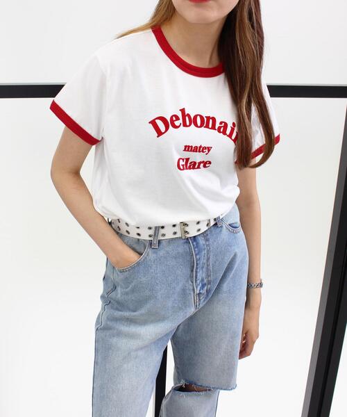 INGNI(イング)の「フロッキーロゴリンガーTシャツ(Tシャツ/カットソー・レディース・ホワイト×レッド/ホワイト×グリーン/ホワイト×ブラック/ブラック×ホワイト・M)」の15枚目の写真