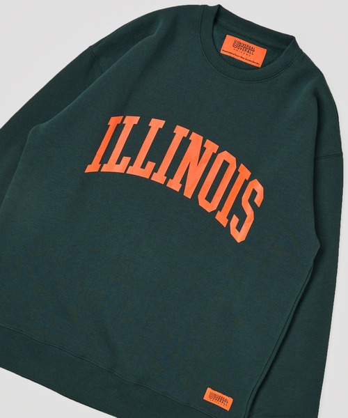 UNIVERSAL OVERALL（ユニバーサルオーバーオール）の「【UNIVERSAL OVERALL】T/C SWEAT ILLNOAS / カレッジデザインプルオーバー（スウェット・レディース・ホワイト/ネイビー/グレー/グリーン/オートミール・SMALL/MEDIUM/LARGE/X-LARGE）」の4枚目の写真