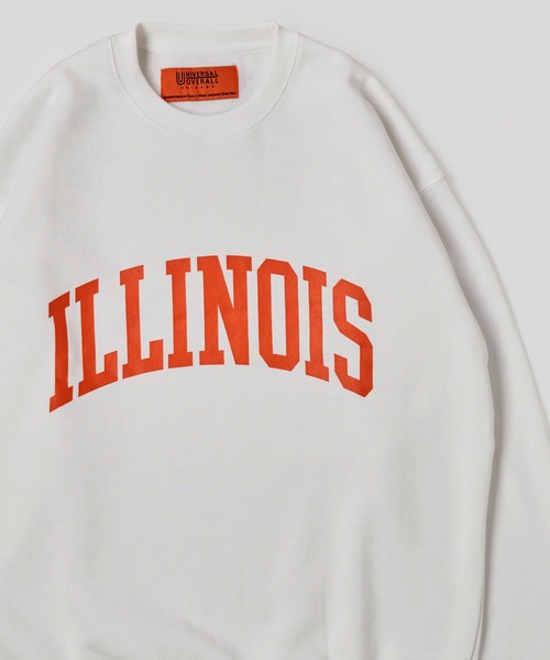 UNIVERSAL OVERALL（ユニバーサルオーバーオール）の「【UNIVERSAL OVERALL】T/C SWEAT ILLNOAS / カレッジデザインプルオーバー（スウェット・レディース・ホワイト/ネイビー/グレー/グリーン/オートミール・SMALL/MEDIUM/LARGE/X-LARGE）」の8枚目の写真