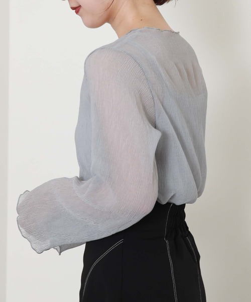 archives（アルシーヴ）の「シアー楊柳長袖ブラウス（シャツ/ブラウス・レディース・ブラック/アイボリー/ブルーグレー/モカ・MEDIUM）」の4枚目の写真