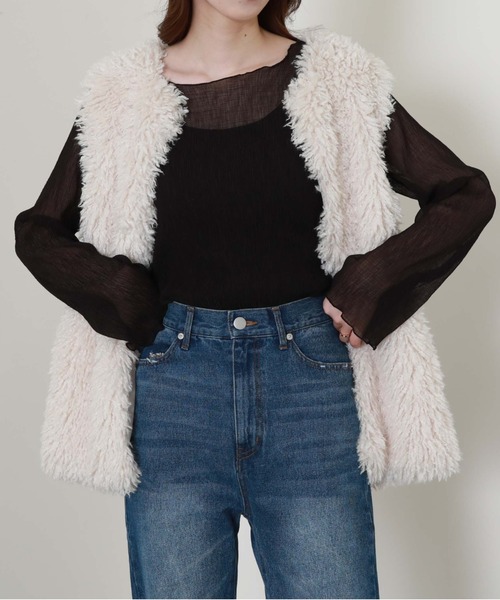 archives（アルシーヴ）の「シアー楊柳長袖ブラウス（シャツ/ブラウス・レディース・ブラック/アイボリー/ブルーグレー/モカ・MEDIUM）」の10枚目の写真