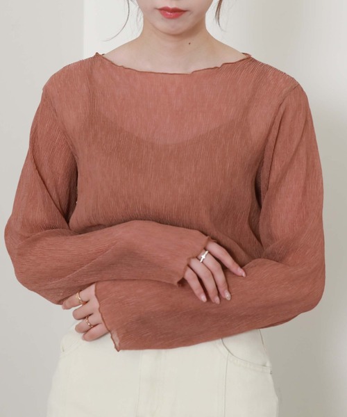 archives（アルシーヴ）の「シアー楊柳長袖ブラウス（シャツ/ブラウス・レディース・ブラック/アイボリー/ブルーグレー/モカ・MEDIUM）」の7枚目の写真