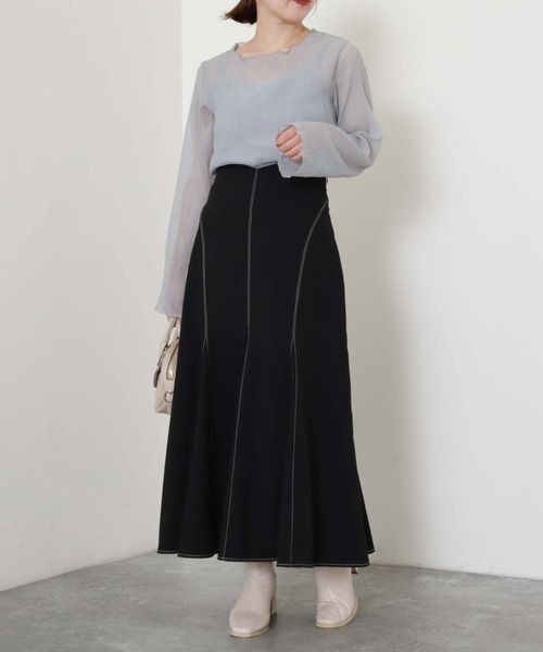 archives（アルシーヴ）の「シアー楊柳長袖ブラウス（シャツ/ブラウス・レディース・ブラック/アイボリー/ブルーグレー/モカ・MEDIUM）」の8枚目の写真