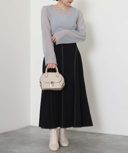 archives（アルシーヴ）の「シアー楊柳長袖ブラウス（シャツ/ブラウス・レディース・ブラック/アイボリー/ブルーグレー/モカ・MEDIUM）」の22枚目の写真