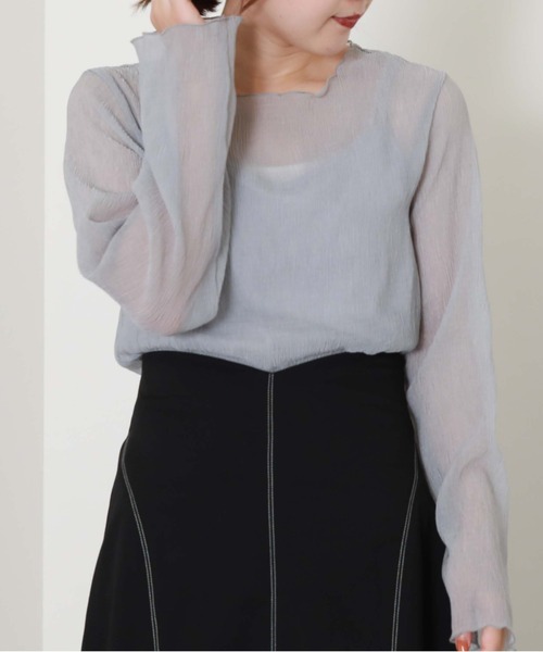 archives（アルシーヴ）の「シアー楊柳長袖ブラウス（シャツ/ブラウス・レディース・ブラック/アイボリー/ブルーグレー/モカ・MEDIUM）」の13枚目の写真