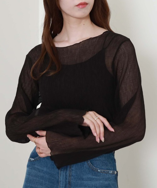 archives（アルシーヴ）の「シアー楊柳長袖ブラウス（シャツ/ブラウス・レディース・ブラック/アイボリー/ブルーグレー/モカ・MEDIUM）」の19枚目の写真