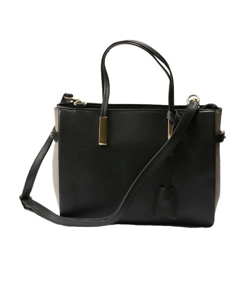 m.f.editorial（エムエフエディトリアル）の「配色 2WAYハンドバッグ（ハンドバッグ・レディース・ブルー/ブラック/グレー・FREE）」の2枚目の写真