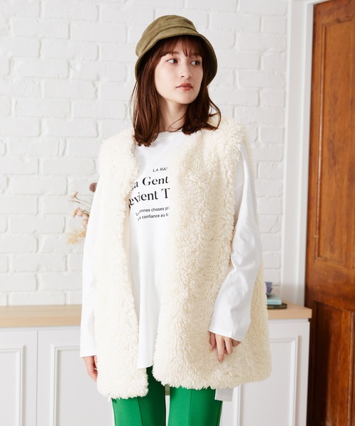 acro（アクロ）の「ファーベスト/AC2307（ベスト・レディース・アイボリー・ﾌﾘ-）」の6枚目の写真