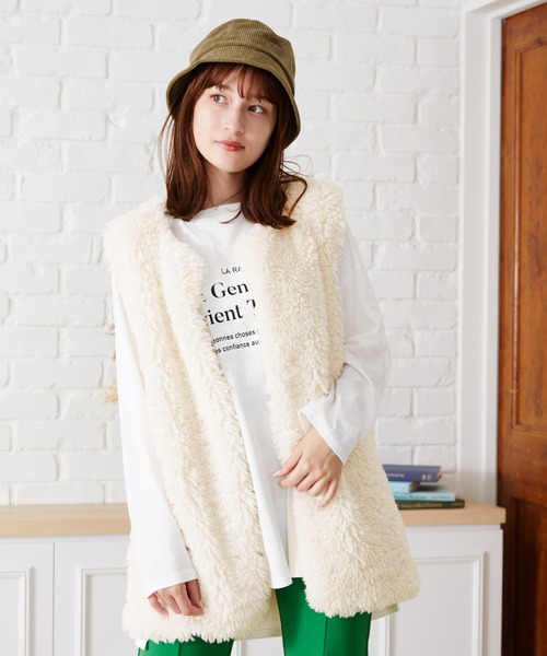 acro（アクロ）の「ファーベスト/AC2307（ベスト・レディース・アイボリー・ﾌﾘ-）」の3枚目の写真