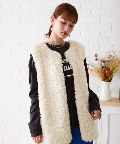 acro（アクロ）の「ファーベスト/AC2307（ベスト・レディース・アイボリー・ﾌﾘ-）」の7枚目の写真