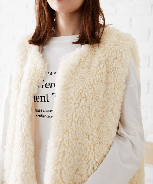 acro（アクロ）の「ファーベスト/AC2307（ベスト・レディース・アイボリー・ﾌﾘ-）」の18枚目の写真