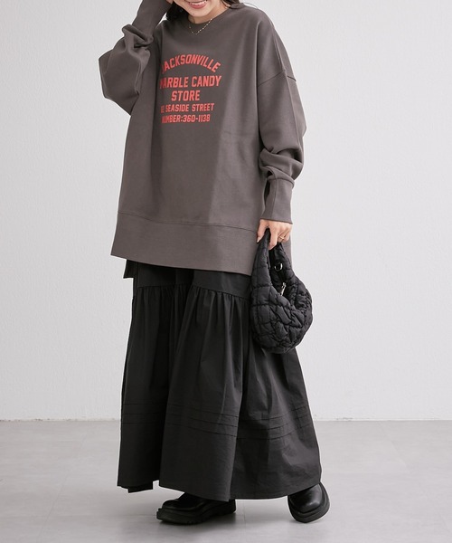 CIAOPANIC TYPY（チャオパニックティピー）の「□アソートカレッジロゴオーバーサイズスリットスウェット（スウェット・レディース・チャコールグレー/ライトグレー/ダークブラウン/ピンク・ONE SIZE）」の13枚目の写真