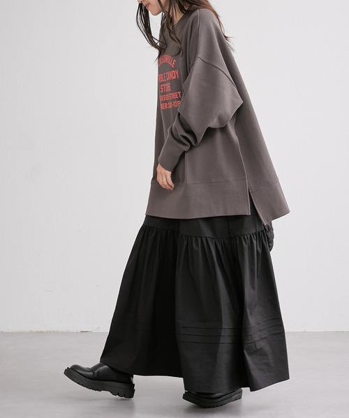 CIAOPANIC TYPY（チャオパニックティピー）の「□アソートカレッジロゴオーバーサイズスリットスウェット（スウェット・レディース・チャコールグレー/ライトグレー/ダークブラウン/ピンク・ONE SIZE）」の14枚目の写真