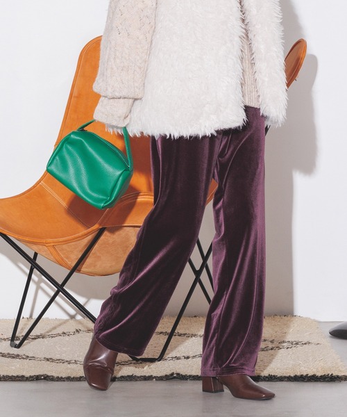 hunch(ハンチ)の「ベロアサイド切替パンツ(その他パンツ・レディース・ダークパープル/ブラウン/チャコール・FREE)」の3枚目の写真