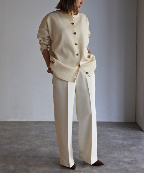 Bonjour Sagan(ボンジュールサガン)の「ダイバーニット金釦カーディガン(カーディガン/ボレロ・レディース・ブラウン/ブラック/アイボリー/ネイビー・FREE)」の5枚目の写真